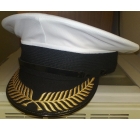 White Peaked Cap with Embroidered Peak